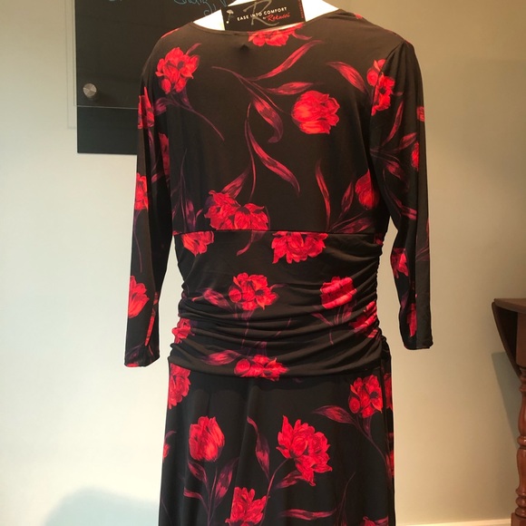 New with tags Black Dress with red floral design - Picture 8 of 13